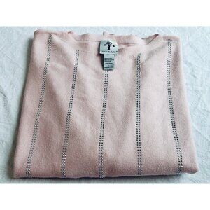 Rain + Rose Embellished Pullover Sweater Viscose Light Pink Silver Rhinestone
